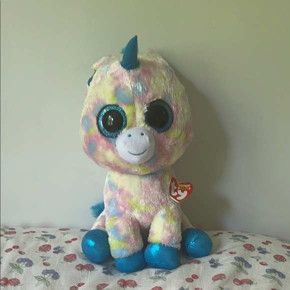 Jumbo Tie Dye Unicorn Beanie Boo - Picture 1 of 3